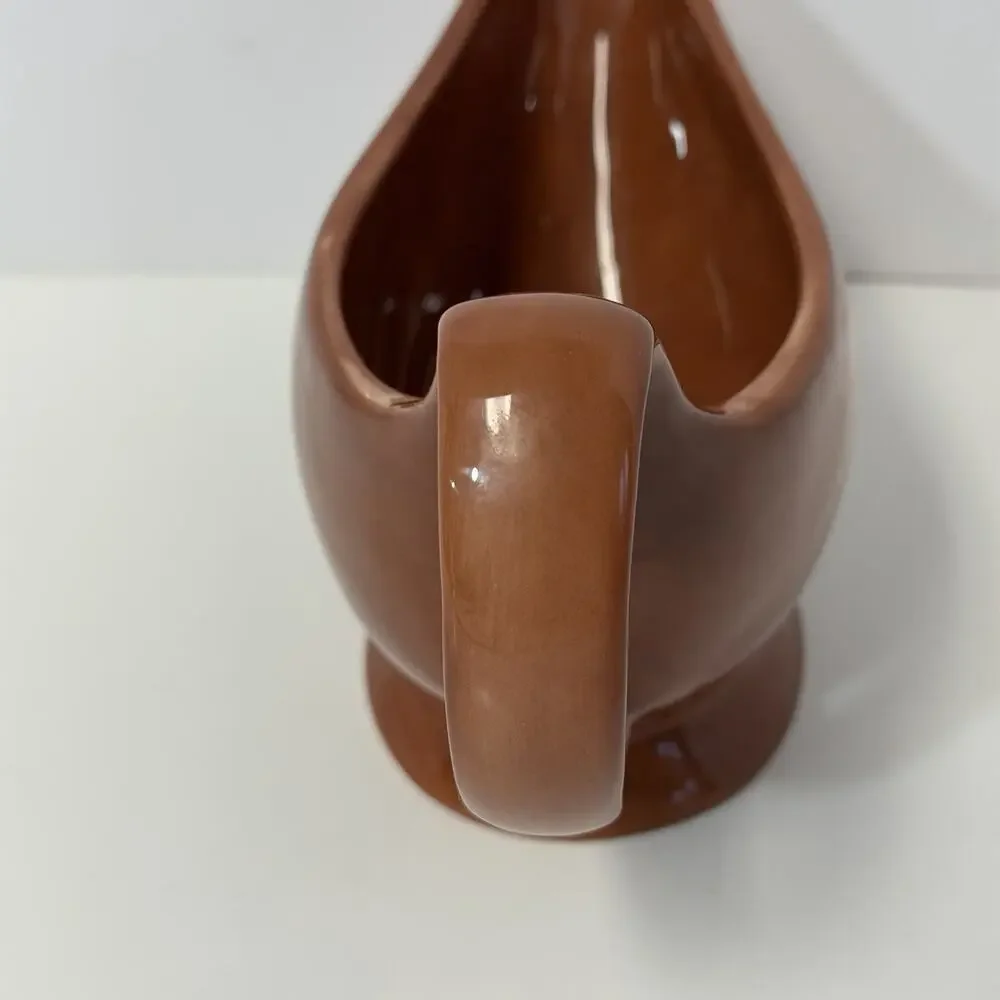 Pottery Barn SAUSALITO Footed Gravy Boat Dish Bowl Spice Terracotta Brown Rust